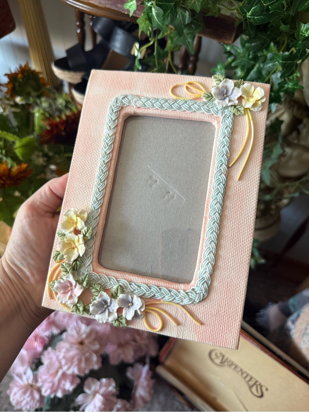 Peach Floral Decorative Picture Frame